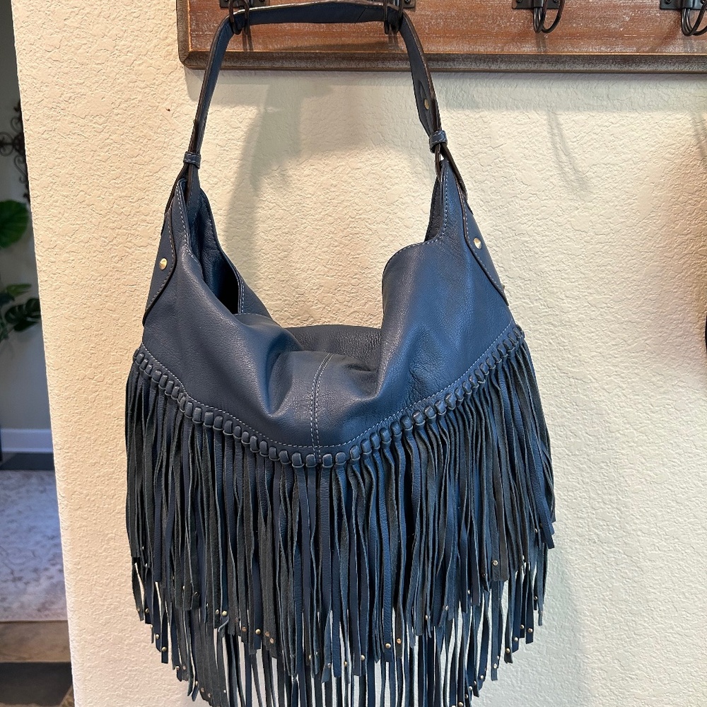 NWOT OrYANY Blue Leather Fringe Stevie Concealed Carry Handbag